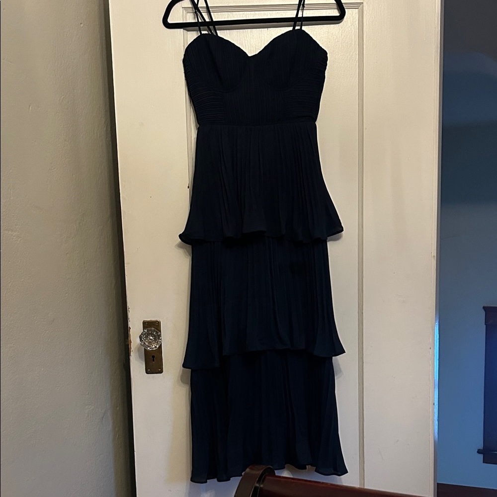 Lulu's Navy Strapless Tiered Dress